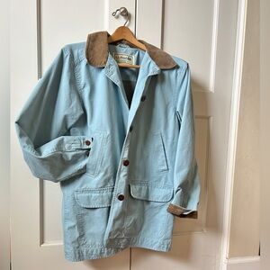 L.L. Bean Light Blue Barn Jacket with Brown Corduroy Accents